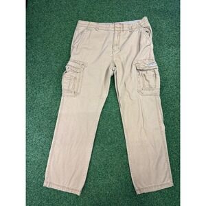 Unionbay Mens Cargo Pants 40x34 Khaki Tan Cotton Straight Leg Utility Trousers